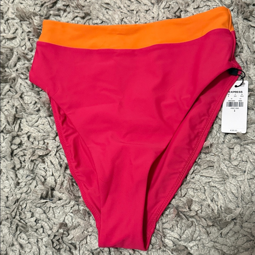Express Vibrant Pink and Orange Bikini Bottom